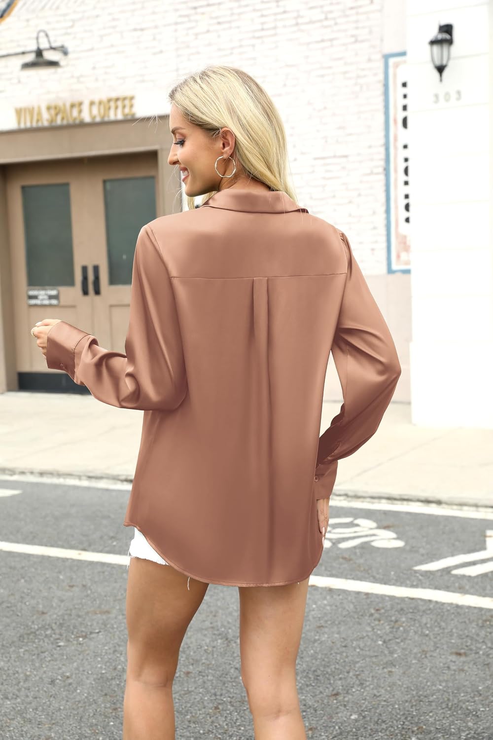 Zeagoo Satin Blouses for Women Silk Button Down Shirts Long Sleeve Tops