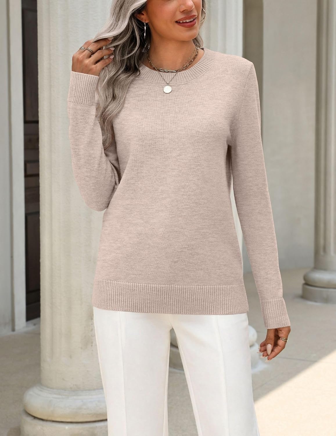 Zeagoo Womens Wool Blend Sweater Crewneck Long Sleeve Tops Fashion Clothing