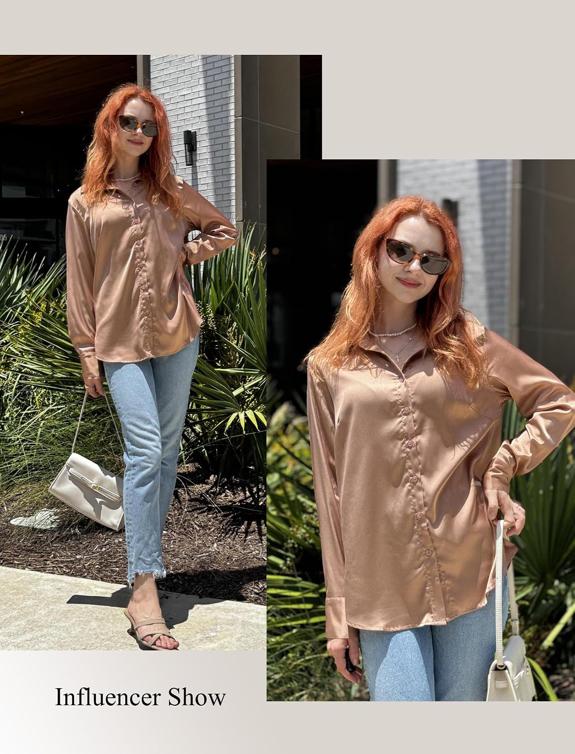 Zeagoo Satin Blouses for Women Silk Button Down Shirts Long Sleeve Tops